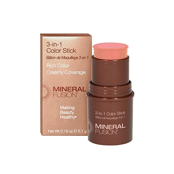 Mineral-Fusion-3-in-Color-Stick-Packaging-May-Vary-Terra-Cotta-1-Count Mineral Fusion 3-in-1 Color Stick, Instant Color Pop and Blush for Cheeks, Creamy Lightweight Formula, Multi-Use Eye, Face, and Lip Makeup, Terra Cotta
