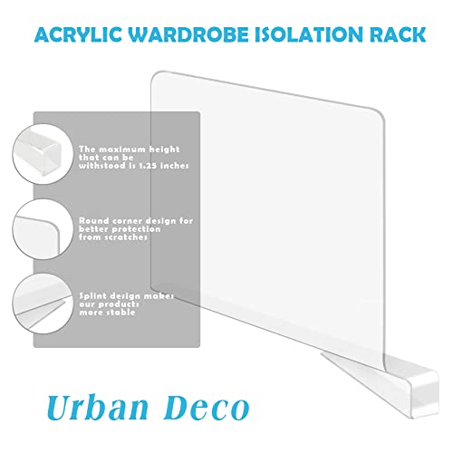 Urban Deco 8Pcs Shelf Dividers For Closets Clear Acrylic Closet Shelf Divider For Wood Shelves Separator For Storage，Bedroom, Bathroom, Kitchen And Office Shelve #TOP2