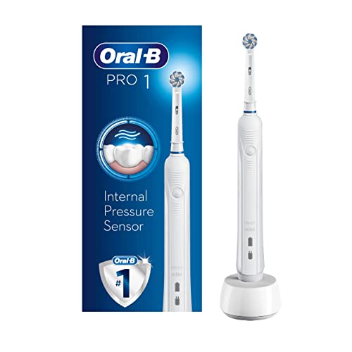 Oral-B Pro 1 Electric Toothbrush with Pressure Sensor, 1 Handle, 1 Toothbrush Head, 1 Mode with 3D Cleaning, 2 Pin UK Plug, 600, White