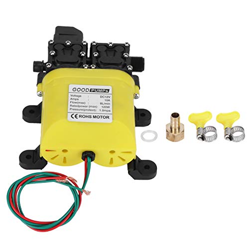 12V 120W 8L Diaphragm High Pressure Pump with Copper Connector for Garden Sprinklers Boats RVs