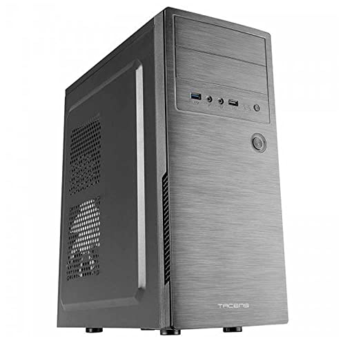 Tacens INITIOX, Obudowa Komputerowa ATX, Boczne Chłodzenie 12cm, Front w Stylu Szczotkowanego Aluminium, Obudowa Średniej Wielkości, System Zarządzania Kablowaniem, USB 3.0, Czarna