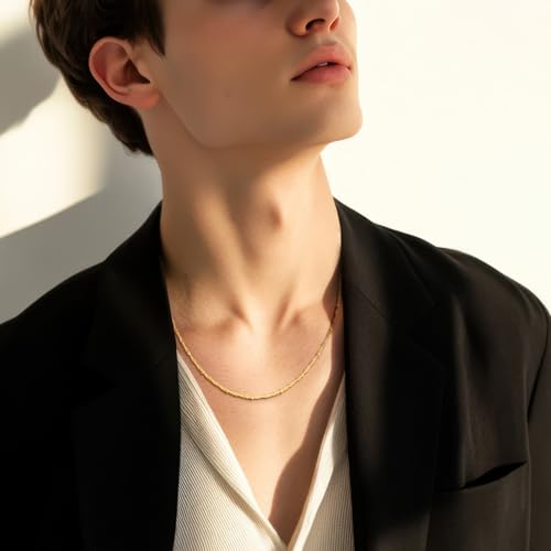 14K Gold Necklaces for Women Mens Necklace for Men 14K Gold Chain for Men Rope Chain Necklace for Women Beaded Necklaces for Mens Striking 16-26IN4