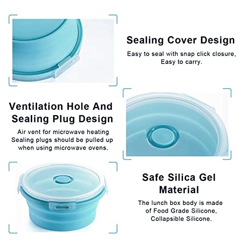 Sungbesi Collapsible Bowls With Lids For Camping Accessories, Silicone Flat Box Stacks Collapsible Storage Containers Sets For Food, Rv Storage And Organization, Bpa Free, Freezer Microwave Safe Blue #TOP2