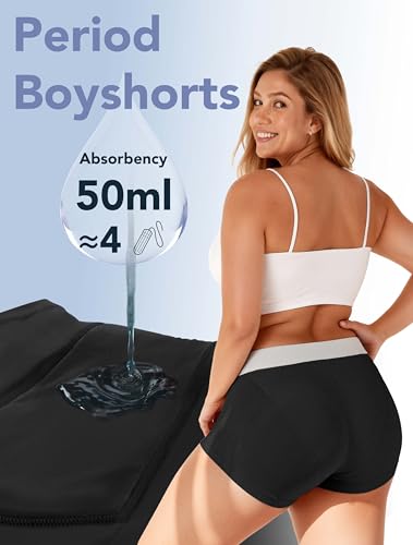 Image of TIICHOO Period Underwear for Women Heavy Flow Leakproof Menstural Underwear Period Shorts 5 Pack