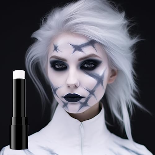 Image of BADCOLOR White Face Body Paint Eye Black Stick for Adults Children Softball Football Baseball Sports , Non-Toxic Hypoallergenic for Halloween SFX Makeup Cosplay Skeleton Clown Costume Parties