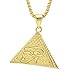 Lax Jewelry Mens Stainless Steel Egyptian Eye of Horus in Pyramid Pendant Necklace, 24 inch Cuban Chain (Egyptian Eye of Horus in Pyramid)