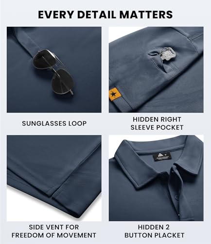 V VALANCH Polo T Shirts for Men Navy Blue Polo Shirt Mens Casual Shirts Short Sleeve Sweat Wicking Shirt Golf Polo,Navy,XL