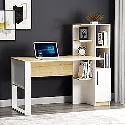 Home office desk with shelves