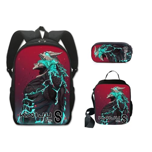 3 in 1 Anime Kaiju No. 8 School Bag Hibino Kafka Backpack Satchel Daypack Bookbag 3