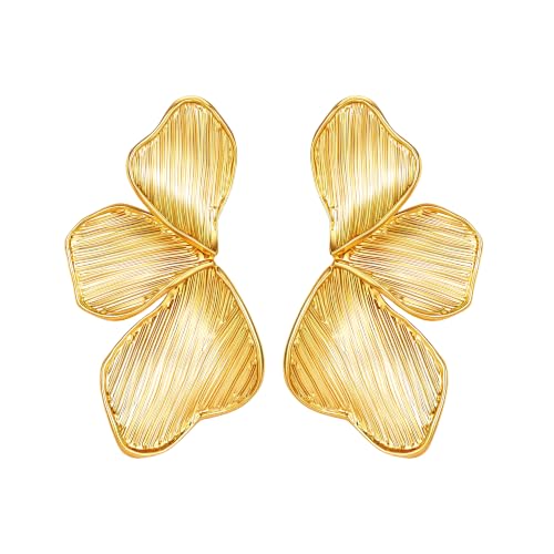 Ritach Statement Earrings for Women - Gold Earrings Dangle Flower Earrings