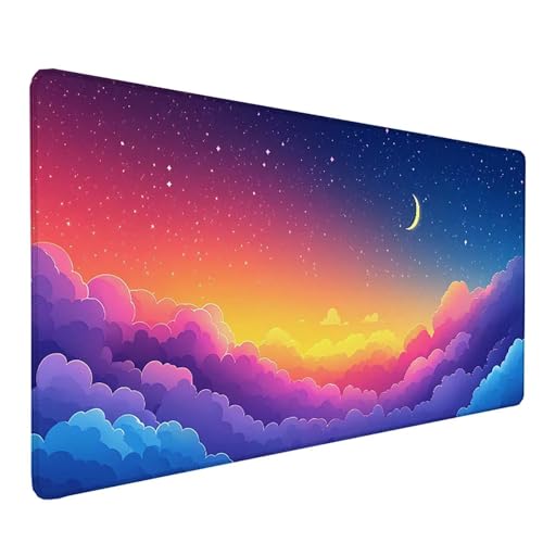 Tapis de souris XXL ciel étoilé rose pour aménager un bureau à la maison relaxant