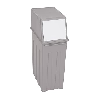 8 Gallon Trash Can,Large Capacity Slim Trash Can with Hinged Flap Cover, Floorstanding Tall and Narrow Trash Bin, Indoor/Outdoor Waste Can for Living Rooms, Kitchens, Balconies, Patios Grey