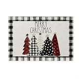 JINSBON Juego de 2 manteles individuales con diseño de árbol de pino, copos de nieve, Navidad, 30 x 45 cm, manteles individuales lavables de temporada para invierno, Navidad, vintage, (B)