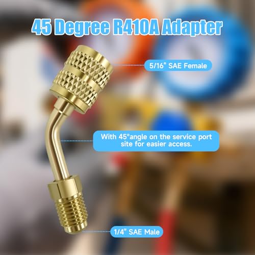 Kit adaptador R410A, adaptador mini split de 5/16 a 1/4, acoplador para manguera de refrigerante R410A, conector, extractor de núcleo de válvula, kit de bomba de vacío para mini split miniatura 6