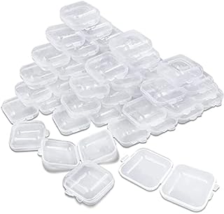 YEAJION 50Packs Small Clear Plastic Containers,Mixed Empty, Case with for Small Items and Other Projects
