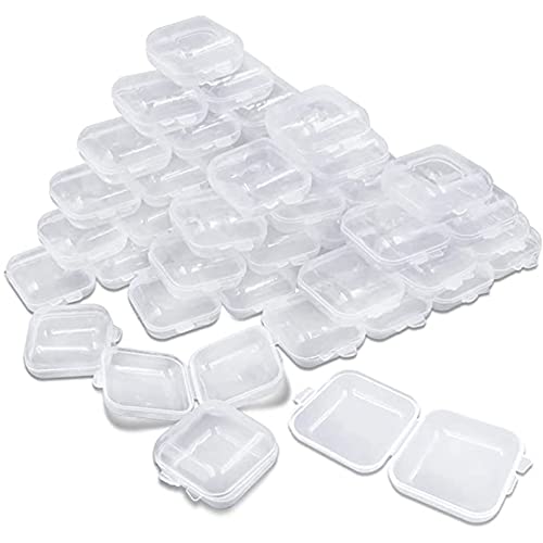 Weetack Lot de 50 petites boîtes de rangement vides en plastique transparent pour petits articles et autres projets d'artisanat