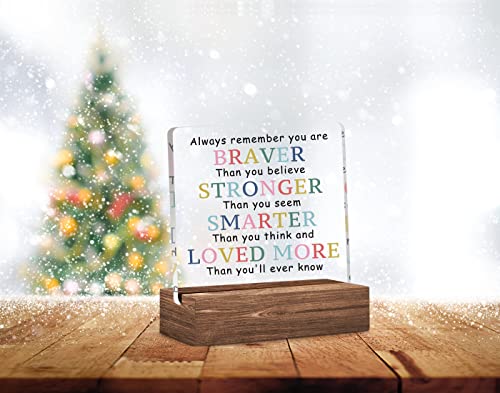 Inspirational Clear Desk Decorative Sign With Wood Stand, Home Bedroom Office Positive Plaque Decor, Friendship Gifts For Women Friends Daughter Son Coworker #TOP2