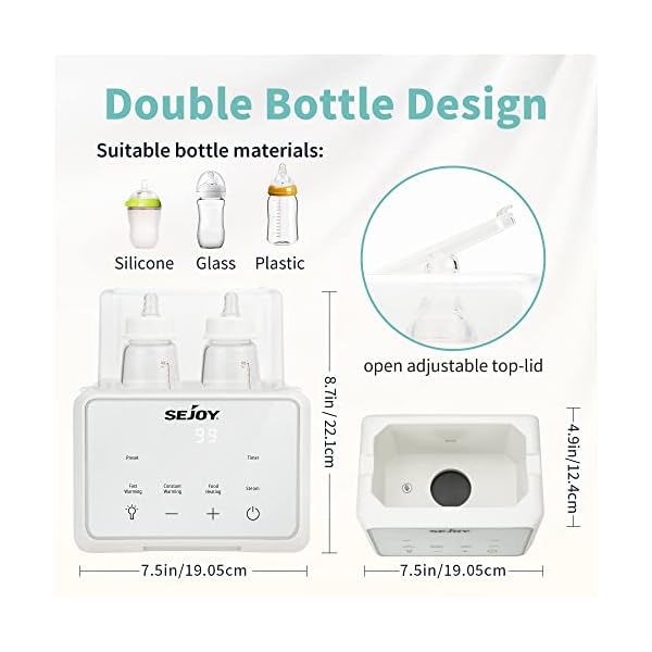Sejoy Formula Milchflaschenwärmer für Babys, 6 in 1, Erhitzen von Babynahrung, Stillzubehör und Zubehör für die Babyflaschenfütterung, Weiß – Bild 4