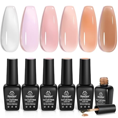 Set di smalto gel UV Beetles - 6 colori 7,5 ml Gel trasparente per nail design con lampada LED asciugatura per nail design, manicure, donne, principianti, nail art, salone