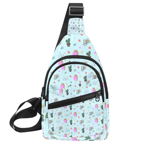Sac à bandoulière chat griffonnages sans couture au design plat et multicolore unique