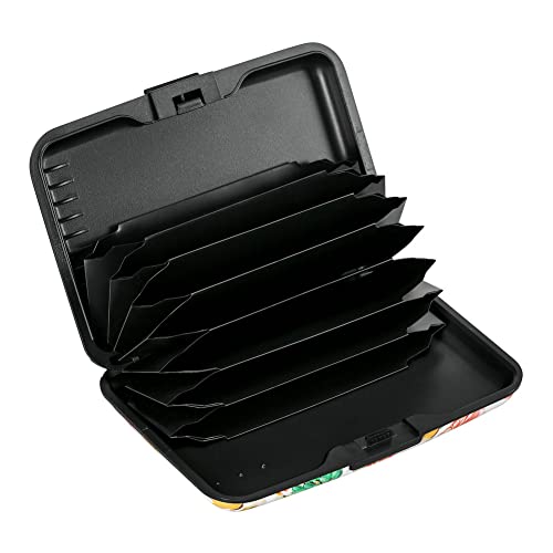 Image of Elfish Mini RFID Aluminum Wallet Credit Cards Holder Business Card Case Metal ID Case for Men Women, Flower22