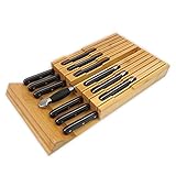 ODEDEN Bloc de couteaux de cuisine en bambou/porte couteau,organisateur de tiroir cuisine,12 couteaux (non inclus) et 1 tige d'affûtage, professionnelsRange Couteaux pour tiroir