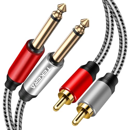 TEKERA Dual 1/4 inch TS to Dual RCA Cable 3.3 Feet, RCA to 1/4" TS Stereo Audio Interconnect Cable for Amplifiers, Speakers, AV Receivers