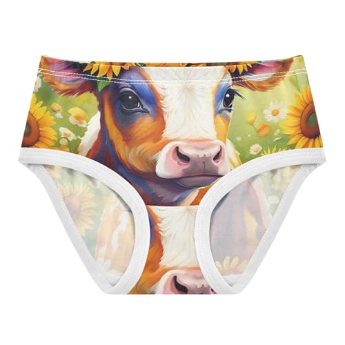 Toddler Underwear Custom 2t Cotton Girl Panties Cute Fun Print Underpants Briefs Cute Cow Floral Sunflower Daisies