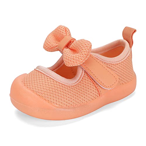 Baby Shoes Boy Girl Infant Sneakers Breathable Mesh Walking Shoes Non-Slip Rubber Sole Toddler Crib First Walker Shoes, Orange 21-24 Months #TOP24