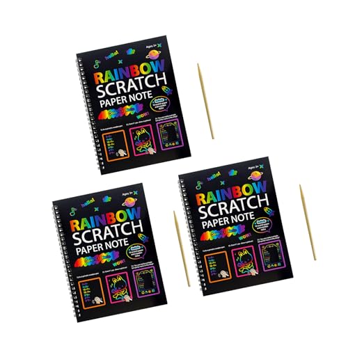 Twin Coil Binding Scratch Doodling Notebook Scratch Drawing Book with Wooden Tool for Children Adult Art Drawing Scratch