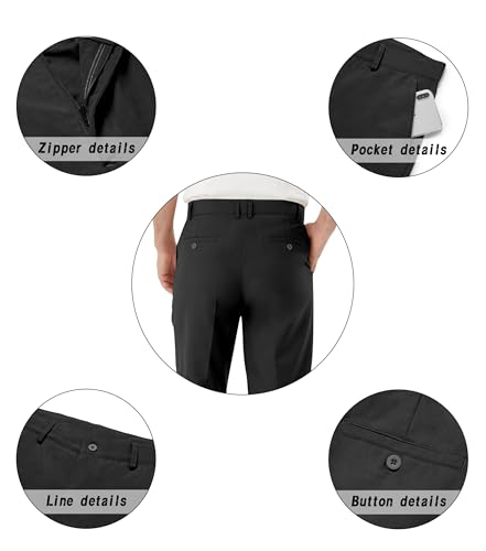 Image of Men's Tall Classic Fit Flex Flat Front Dress Pants Formal Pants for Business & Office
