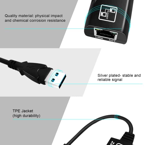 Zettaguard Usb Ethernet Adapter Usb 3.0 [Ax88179] To 10/100/1000 Fast Lan Wired Network (Macbook, Chromebook, Win 10, Compatible For Nintendo Switch,...) For Online Meeting, Games. #TOP2