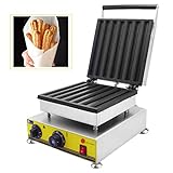 CGOLDENWALL Churrera Máquina de Churros de Tipo Horneado - 7pcs Churros, 223 * 22 * 10mm - Acero Inoxidable, Placa Antiadherente de Teflón, Termostato Regulable, 1.65kW - NP-520