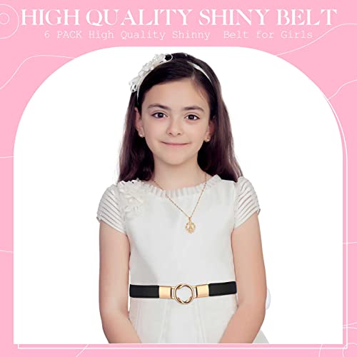 Zhehao 6 Pieces Kids Skinny Elastic Stretch Belts For Girls Stretchy Waist Belt Dress Girls Belt With Easy Buckle Toddler School Uniform Party #TOP4