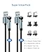 Kuulaa 6FT 540 Rotating 3 in 1 Magnetic Phone Charger Cable, 3A Fast Charge, 480Mbps Data Transfer, Nylon-Braided Cords for Micro USB/Type C/iPhone