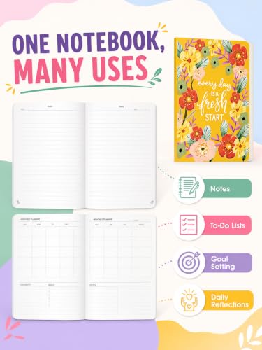 Image of DOODLE Notebook Set of 2 | A5 Undated Planner & Ruled Journal | 160 Pages Each, 12-Month Planner + 148 Ruled Pages | 80 GSM Thick Paper | Cute Notebook for School, College, Office & Gifting