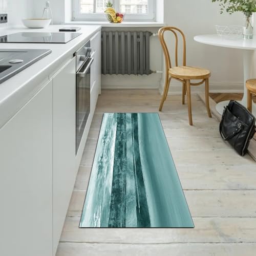 Alfombra pasillo de cocina cian 80x200 cm lavable abstracta 5