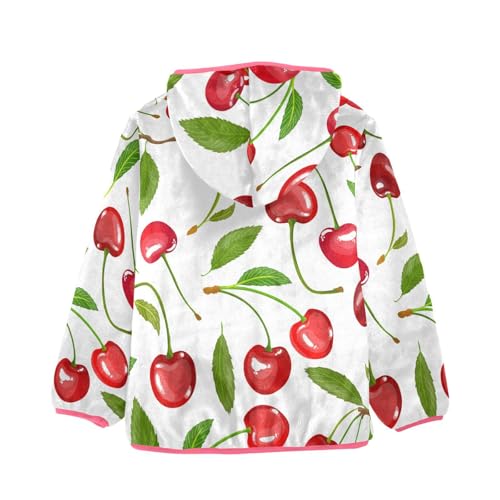 OTVEE Fruit Red Cherry Kids Hoodie Jacket Fall Spring Full Zip Warm Outwear Coat2