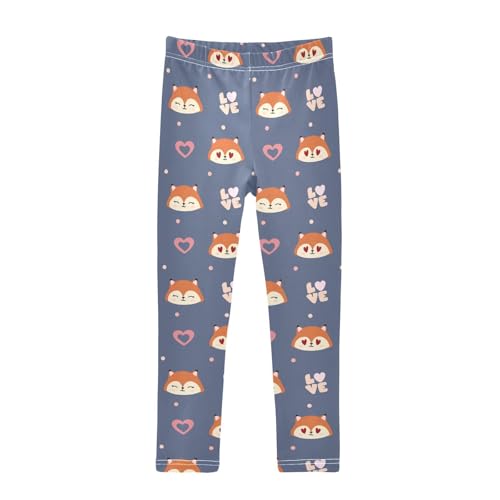 Girls Basic Leggings Baby Girls Pants Fox Hearts Soft Footless Stretchy Tights Pants 4-10Y
