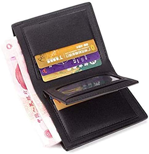Dark Black Pu Leather Short Mens Wallet 4.52''3.74'' (#1)3
