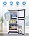 Iorbur FLS-90-SILVER 4.0Cu.Ft Compact Refrigerator, Small Refrigerator with freezer, Retro Fridge with Dual Door, 7 Level Adjustable Thermostat for Garage, Dorm,Bedroom, Office, Apartment