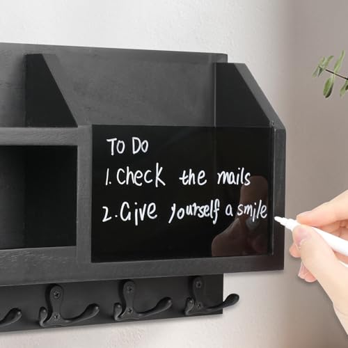 Hausanlee H-KH001 Key Holder Wall Mount,Farmhouse Key And Mail Holder For Wall With 5 Double Hooks And Acrylic Board,Wooden Hanging Key Rack thumb #3