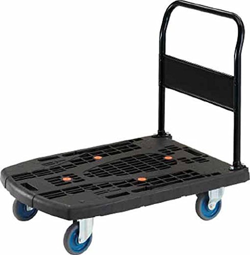 TRUSCO(トラスコ) 大型樹脂台車 カルティオビッグ ブラック 900x620 固定ハンドル ストッパー付 MPK900BKS 折りたたみ 軽量 静か 静音