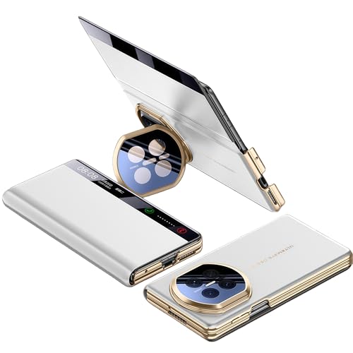 Coque Huawei Mate X7 en cuir blanc avec housse antichoc et fenêtre intelligente intégrée