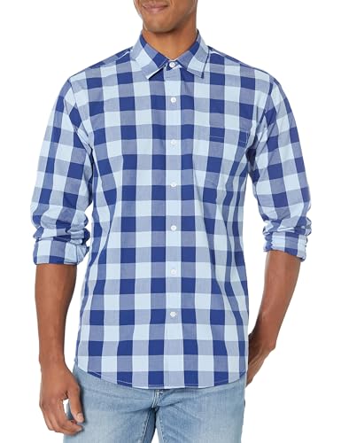 Amazon Essentials Men's Regular-Fit Long-Sleeve Casual Poplin Shirt, Blue Buffalo, X-Large