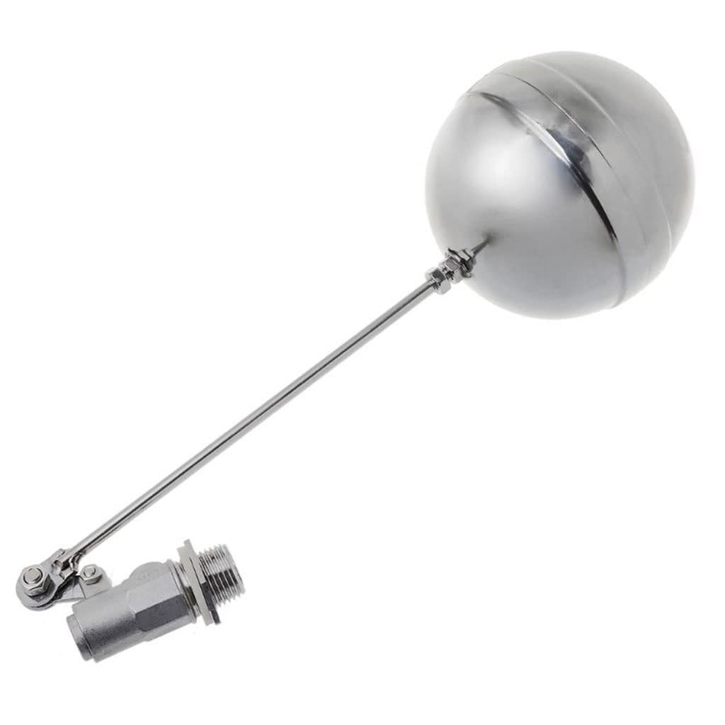 Válvulas de flotador de metal, Válvula de bola flotante de 1/2", DN15, rosca macho, for tanque de agua, de acero inoxidable, con sensor de flotador y control de flujo, 1 unidad