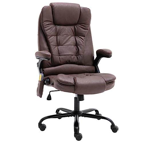 Snsowed Silla de Oficina de Masaje Piel de Ante sintética marrón Oscuro, Silla Ergonómica, Office Chair, Silla Ordenador, Silla Despacho - 20580