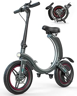 Gyroor Folding Electric Bike for Adults Teens, 450W eBike with 18.6MPH up to 25 Miles Adult Electric Bicycles 14in Tire, Disc and Electronic Brake Mini Bike