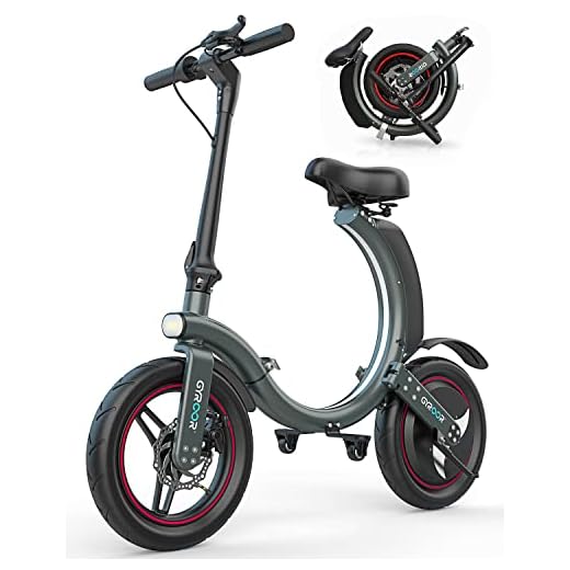 Gyroor Folding Electric Bike for Adults Teens, 450W eBike with 18.6MPH up to 25 Miles Adult Electric Bicycles 14in Tire, Disc and Electronic Brake Mini Bike
