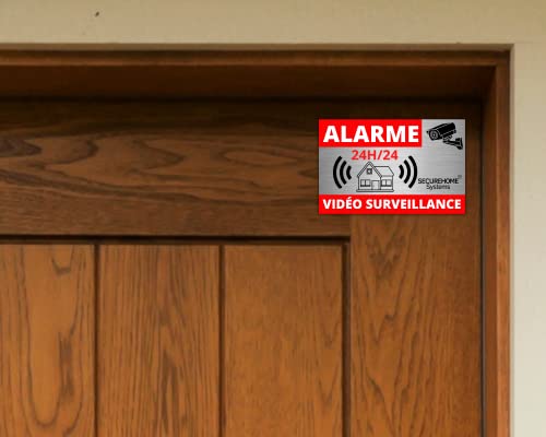 SecureHome Systems - Lot de 8 autocollants effet alu dissuasifs vol - Alarme + Vidéo-surveillance 24h/24- Haute qualité, résistance pluie et UV - 8,5x5,5cm – vue 5